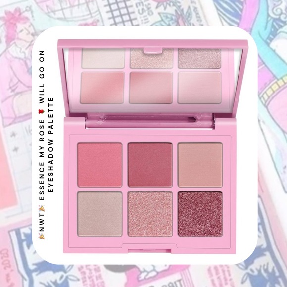 🏷️ rose pink shimmer metallic matte eye shadow palette or 6 with mirror - Picture 5 of 14